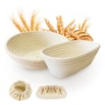 10" Oval & 9" Round Natural Rattan Banneton Baskets for Sourdough Bread Baking